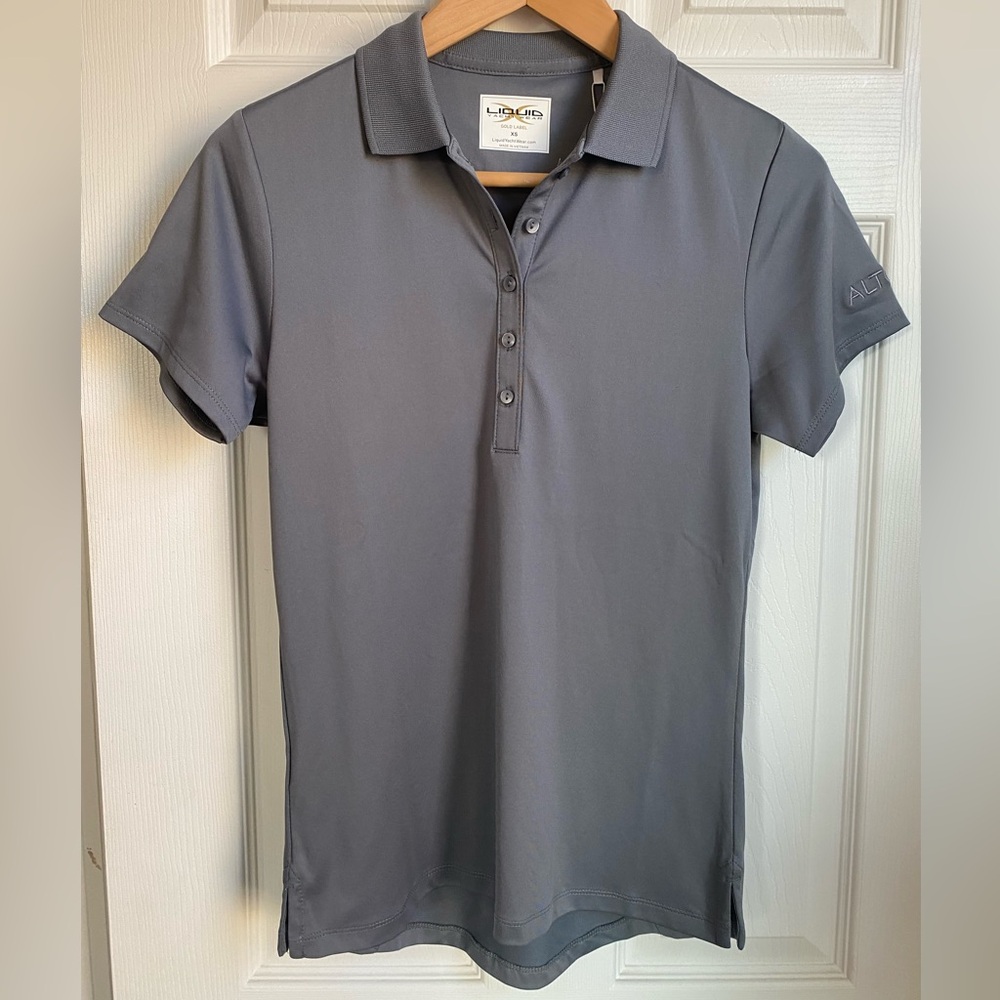 Liquid Yacht Wear new with tags women’s steel gray fitted polo shirt sz XS